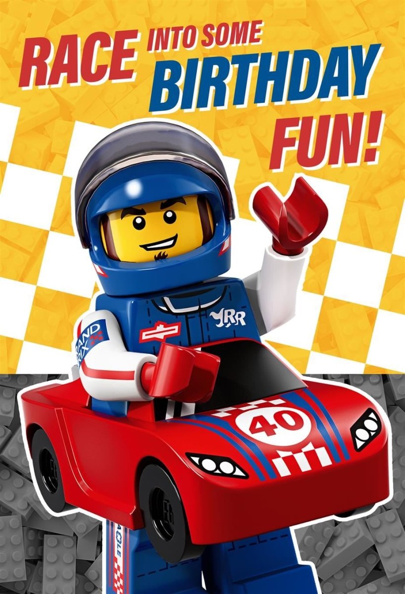 Hallmark - Race into Some Birthday Fun Lego Iconics card - The Imagination Shop
