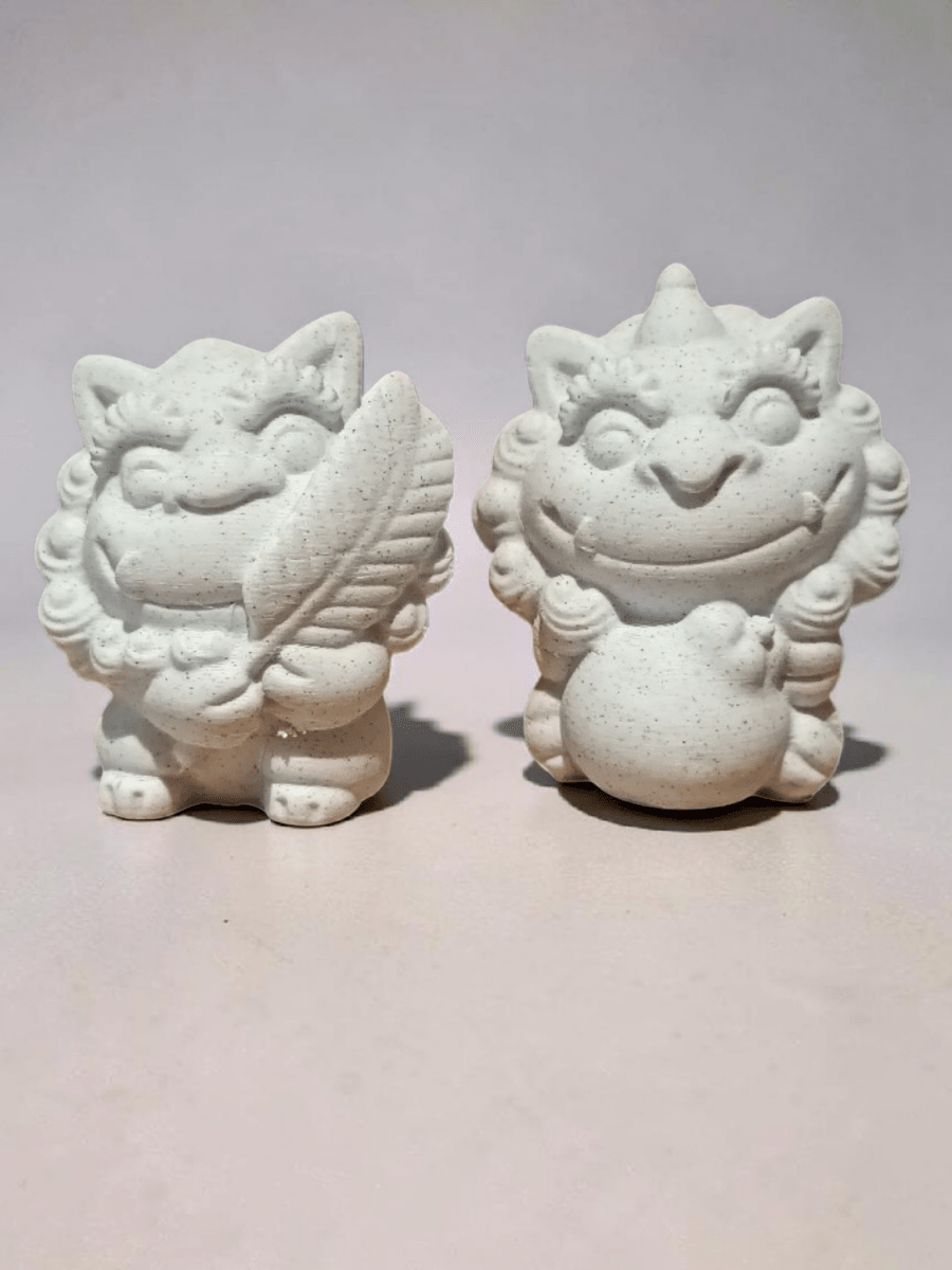 Happy Cute Stone Effect Shelf Ornaments (Pair) PLA The Imagination Shop