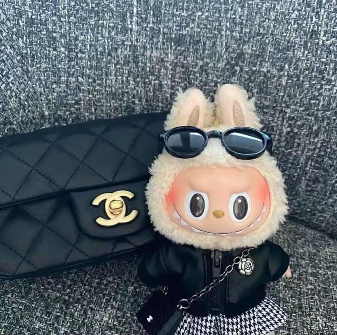 Custom Labubu Doll Outfit: Colorful Patterned Sweater, Scarf and Hat Set FOXLEY LONDON