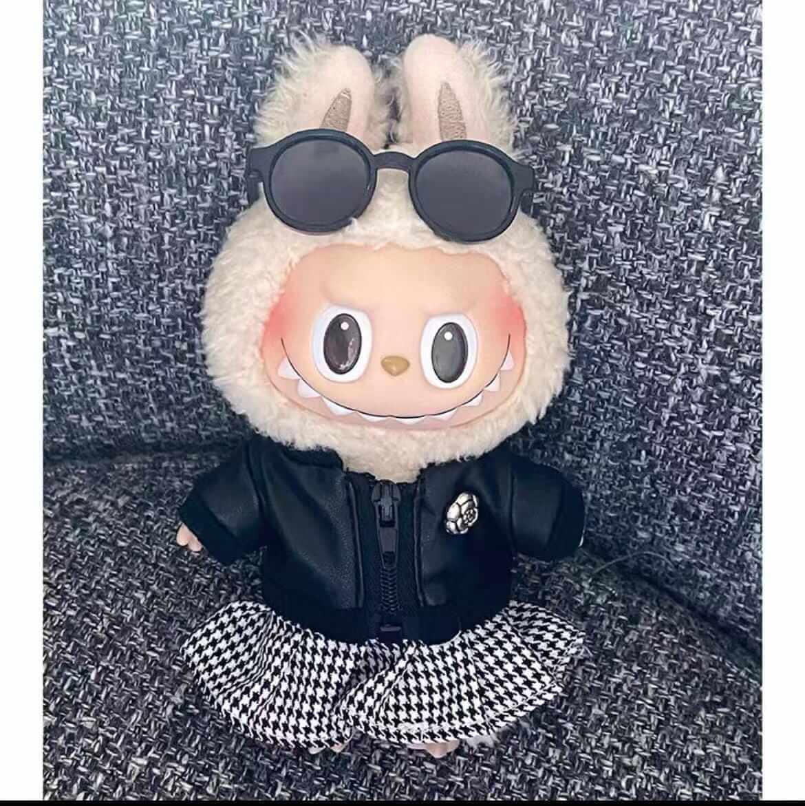 Custom Labubu Doll Outfit: Colorful Patterned Sweater, Scarf and Hat Set FOXLEY LONDON