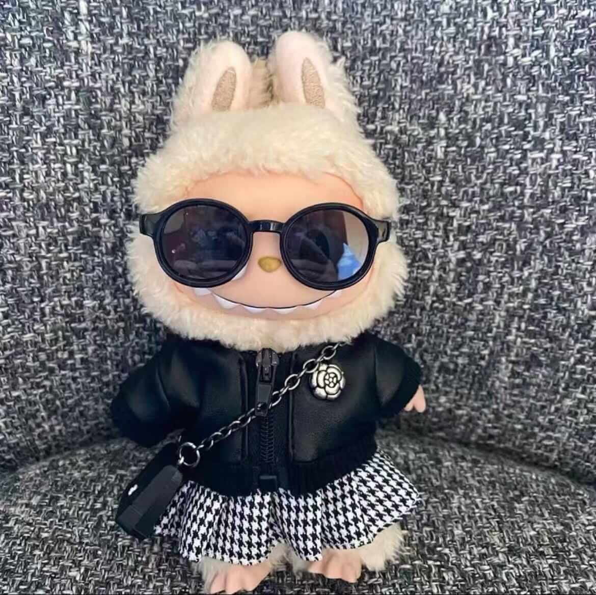 Custom Labubu Doll Outfit: Colorful Patterned Sweater, Scarf and Hat Set FOXLEY LONDON