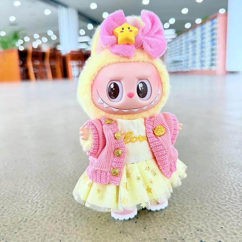 17cm Labubu Doll Clothes 3 Pieces - Outfit Plush doll clothes Macaron Cute Clothing DIY Kid Gift - Labubu Costume - Labubu Doll Clothes! Style 3 FOXLEY LONDON