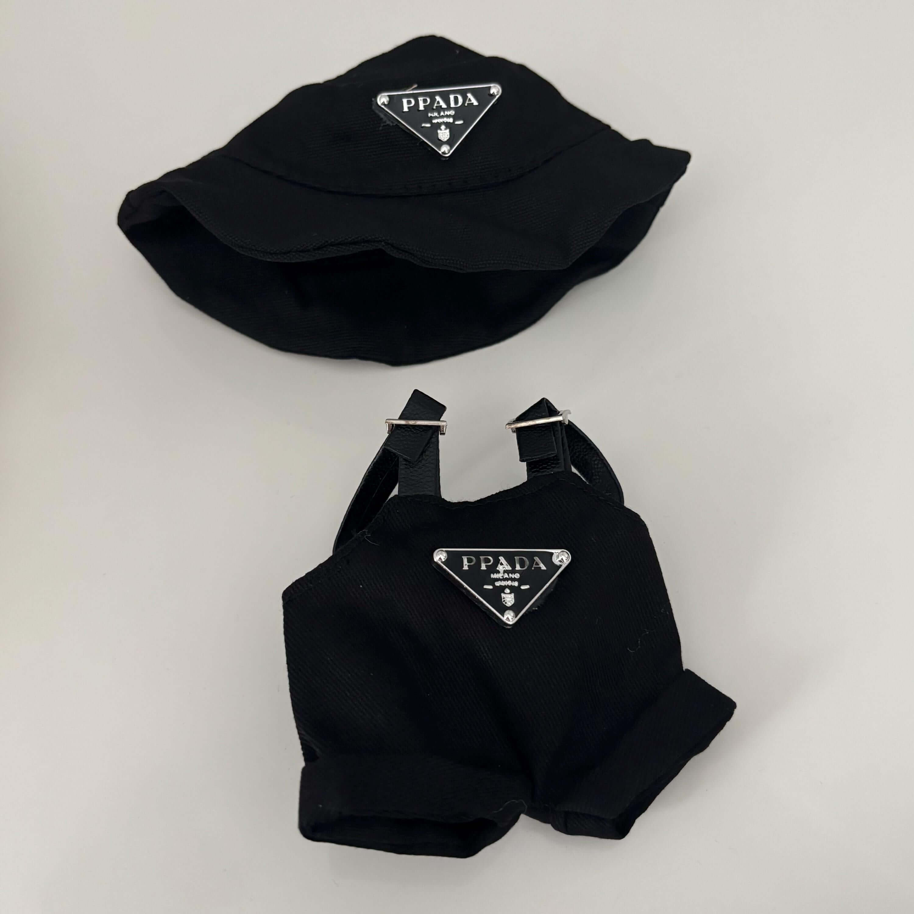 3pcs Labubu The Monsters Macaron Outfit Set - Dungarees, Hat &amp; Sunglasses FOXLEY LONDON