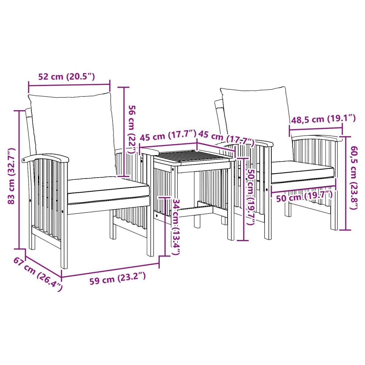Kron Acacia Wood - 45cm Aura Alcove Design