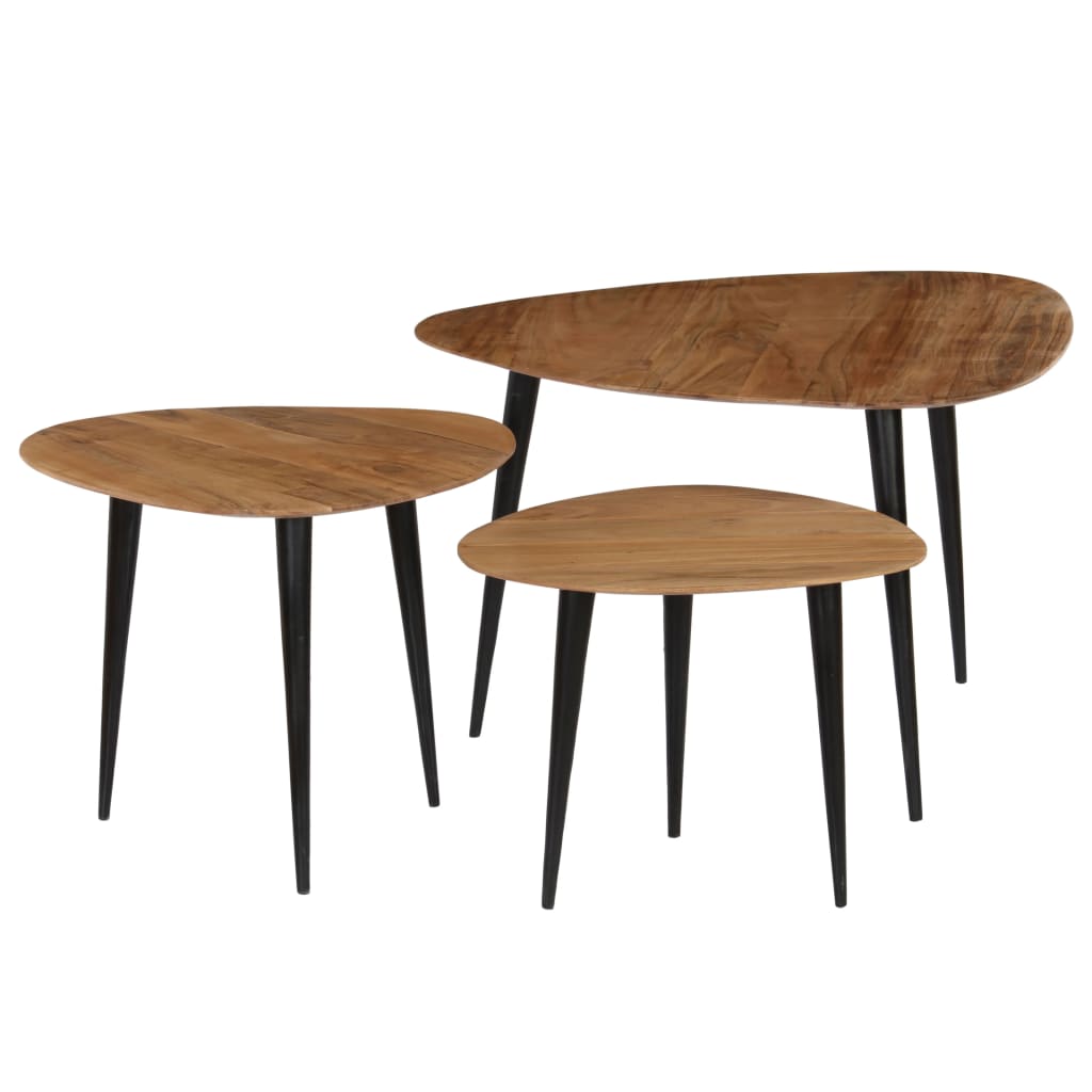 Miren Acacia Wood Nesting Tables - 70cm Handmade Aura Alcove Design