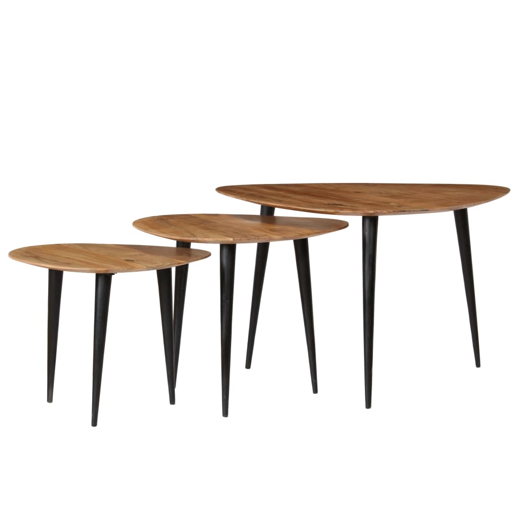 Miren Acacia Wood Nesting Tables - 70cm Handmade Aura Alcove Design