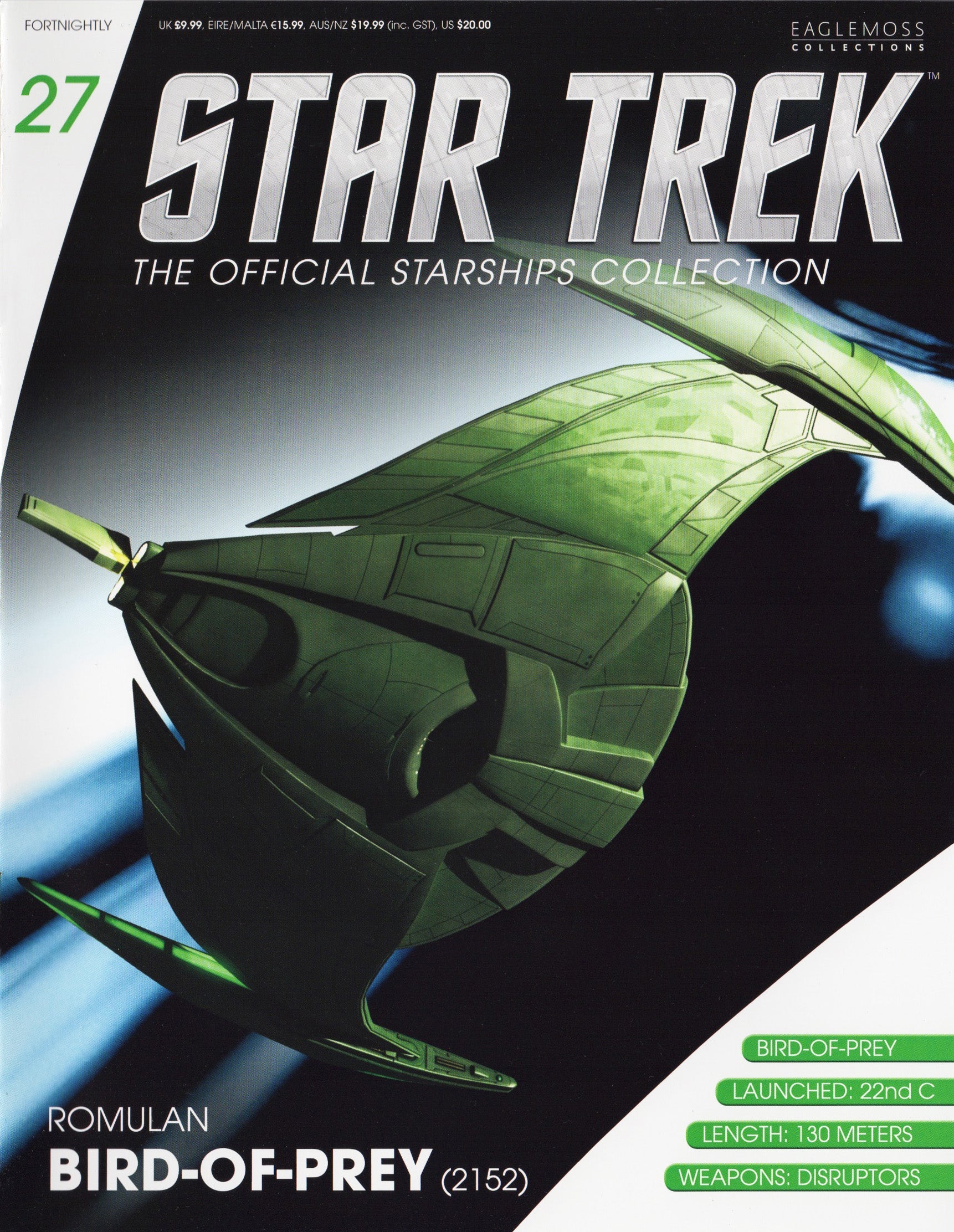 #27 Romulan Bird-Of-Prey (2152) Starship Model Die Cast Ship (Eaglemoss / Star Trek) Real Merch