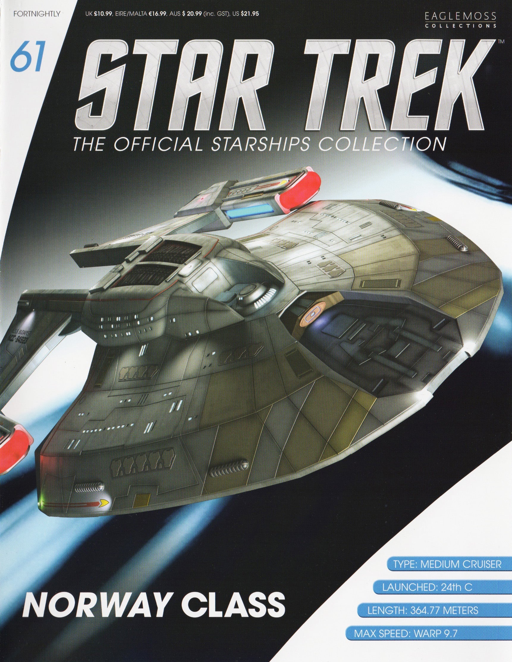 #61 Norway-class (U.S.S. Budapest NCC-64923) Starship Die-Cast Model (Eaglemoss / Star Trek) Real Merch