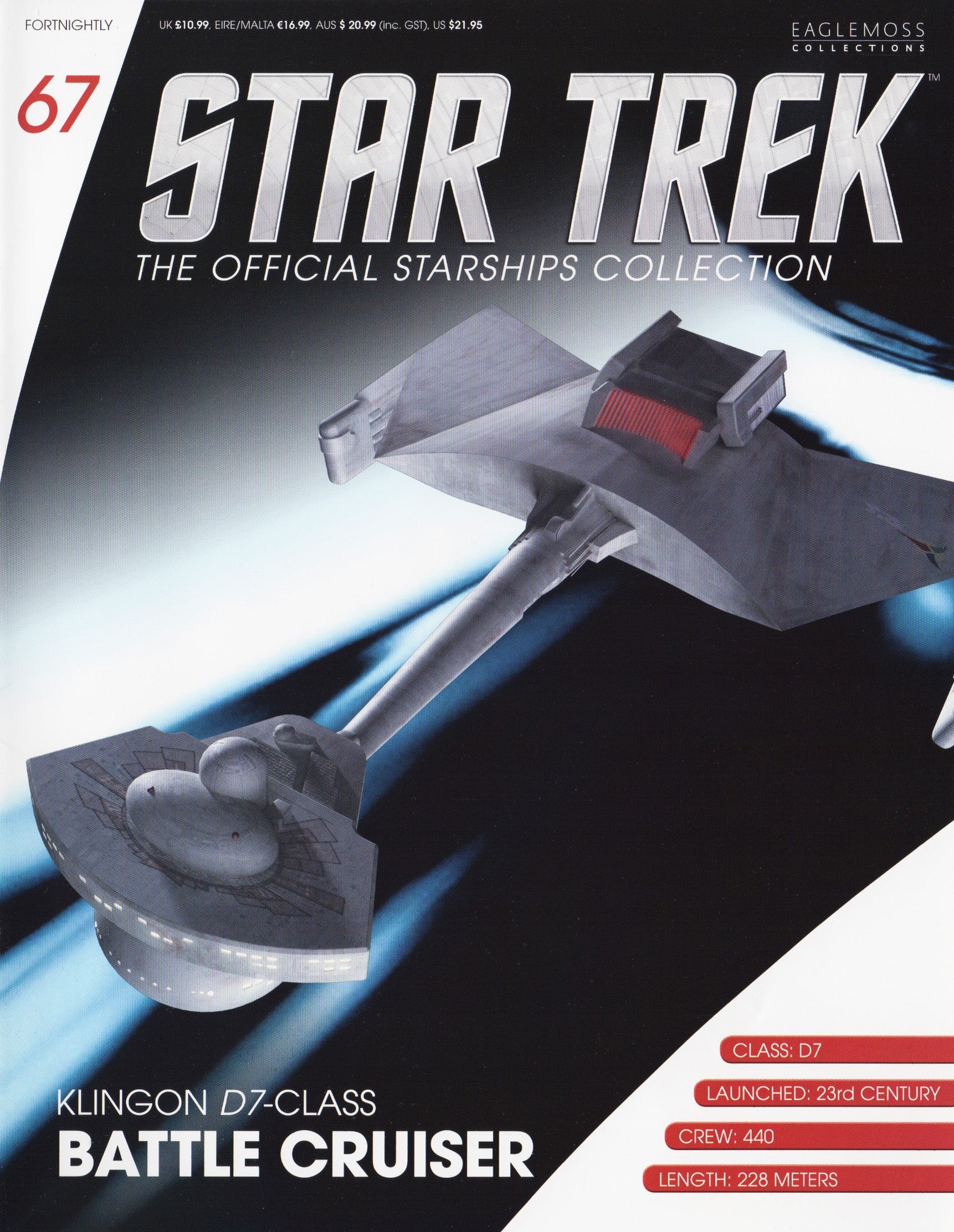 #67 Klingon D7 Battle Cruiser Starship Die-Cast Model (Eaglemoss / Star Trek) Real Merch