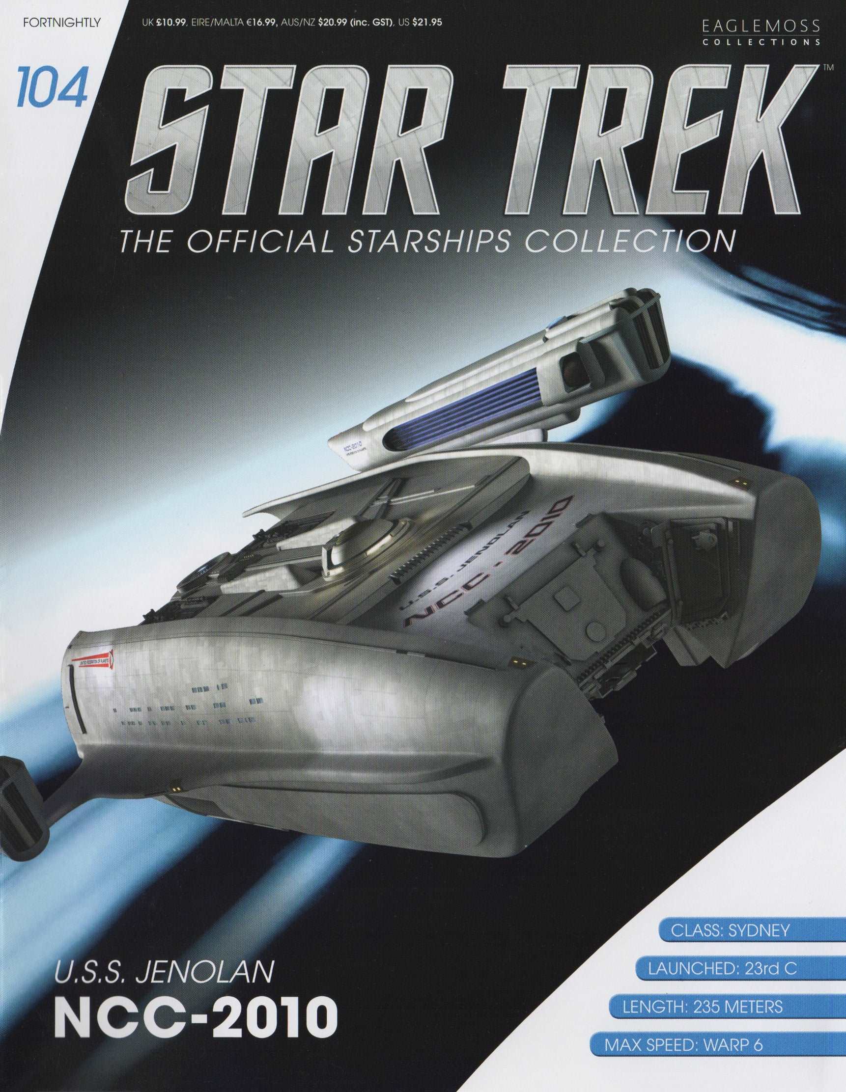 #104 U.S.S. Jenolan NCC-2010 Starship Model Die Cast Ship (Eaglemoss / Star Trek) Real Merch