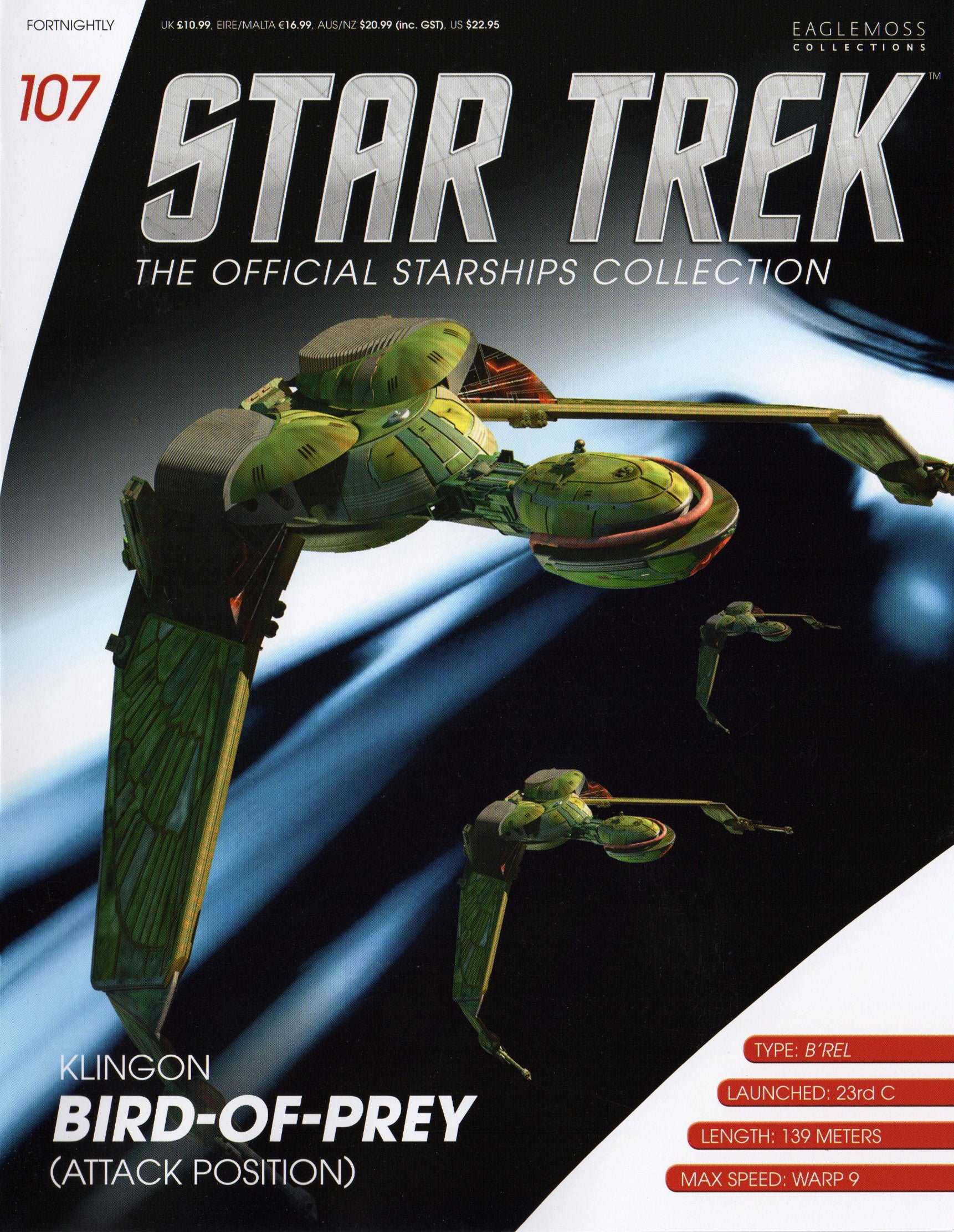 #107 Klingon Bird-of-Prey (Attack Position) Die-Cast Model Ship (Eaglemoss / Star Trek) Real Merch