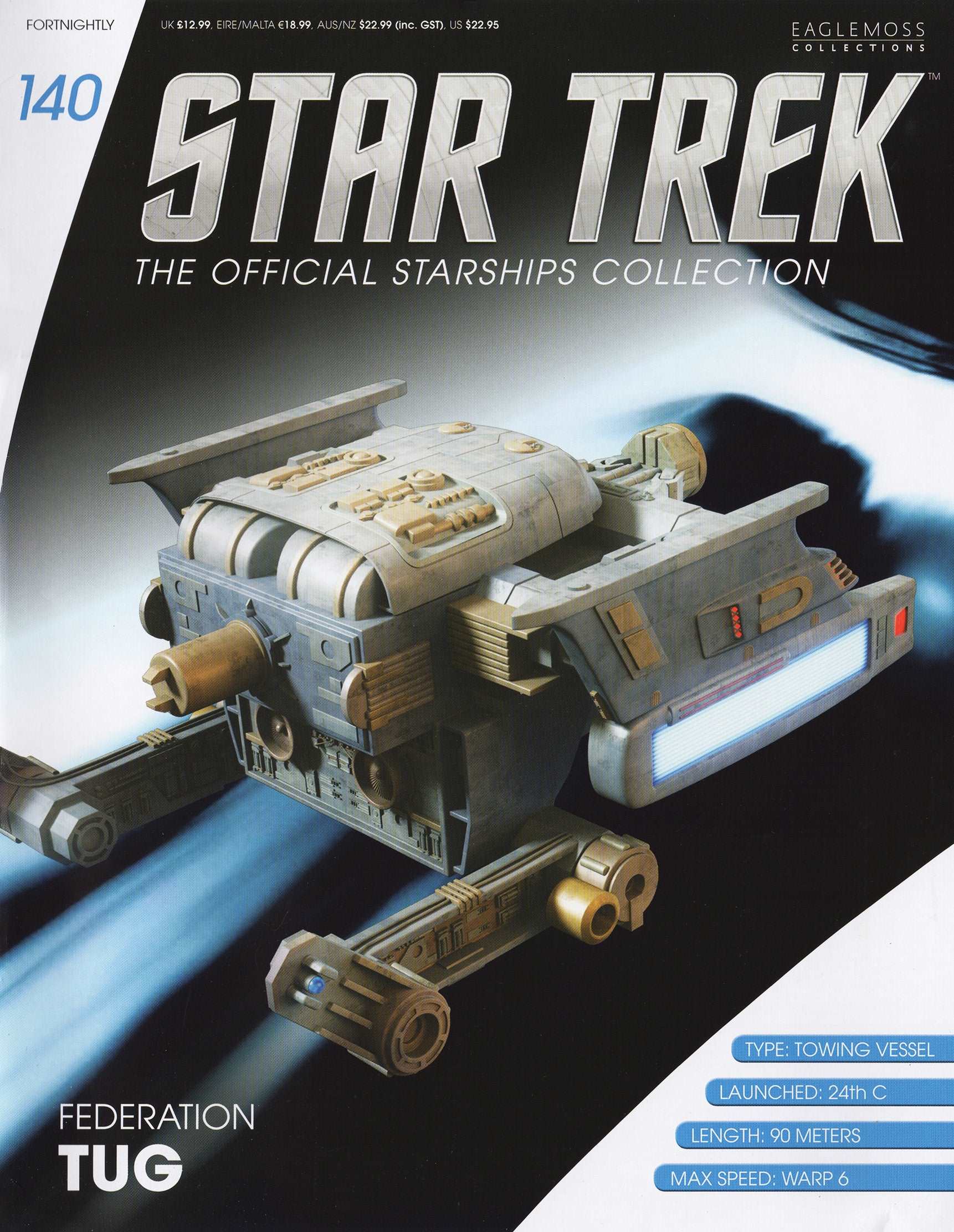 #140 Starfleet Federation Tug Starship Model Die Cast Ship (Eaglemoss / Star Trek) Real Merch