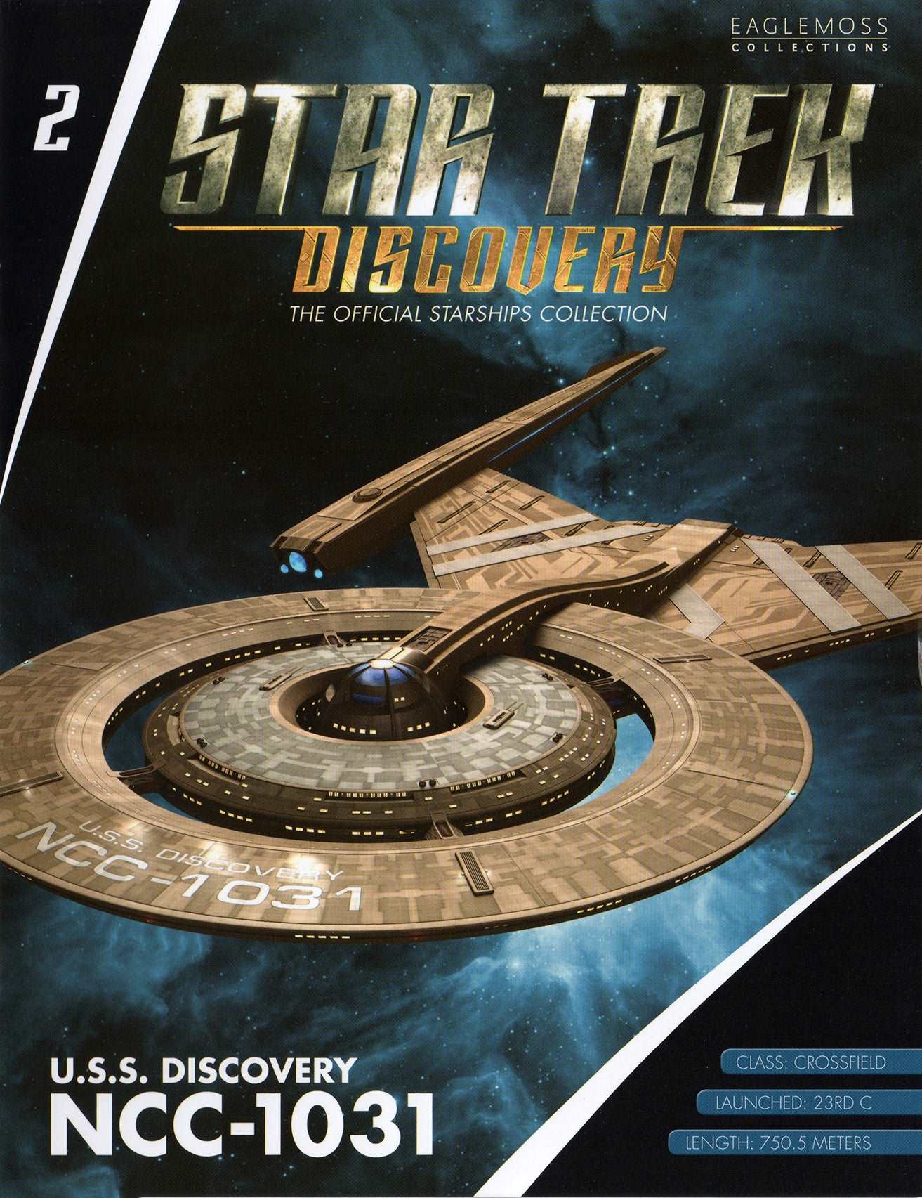 #02 U.S.S. Discovery NCC-1031 (Crossfield class) Starship Die-Cast Model Discovery SSDUK002 (Eaglemoss / Star Trek) Real Merch
