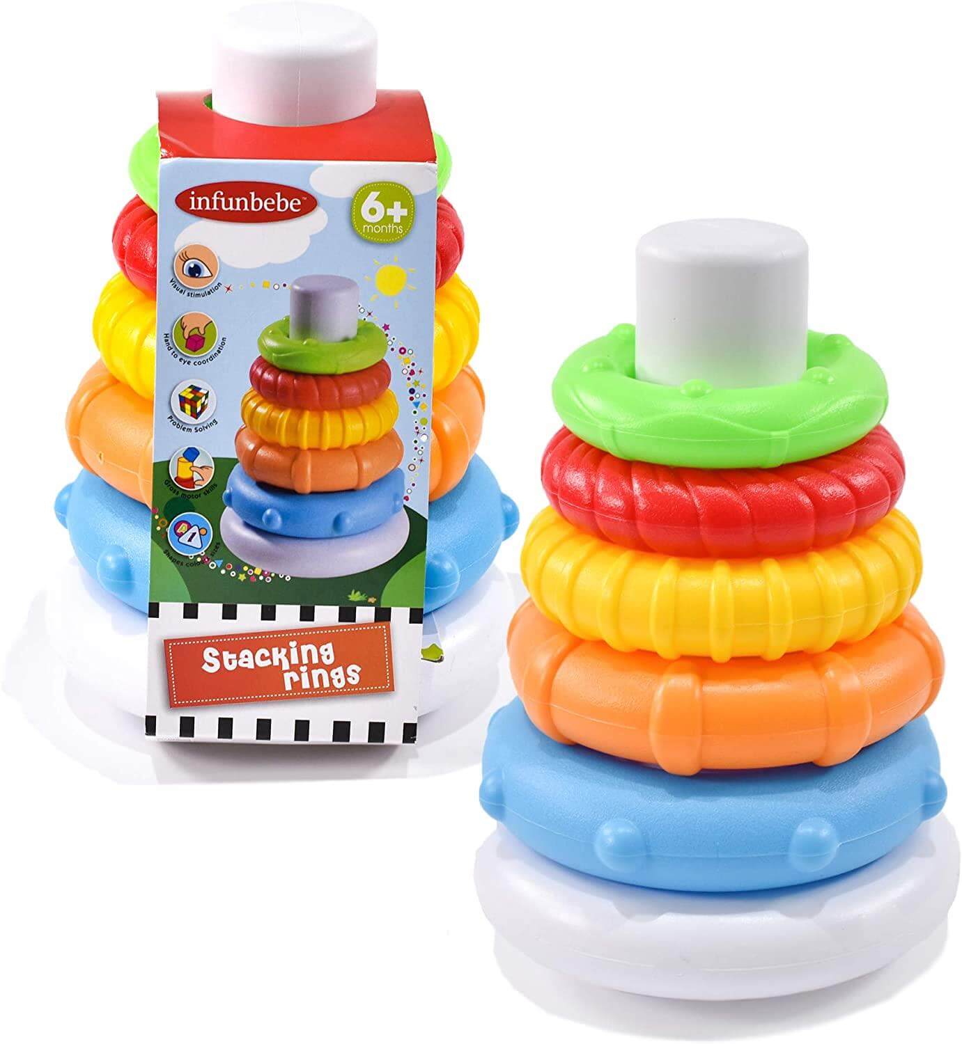 Baby's Colourful Stacking Rings Early Development Sensory Toy Curious Minds