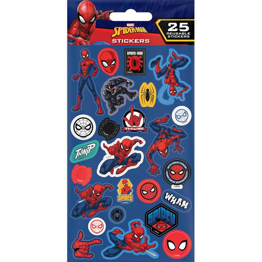 Spiderman Spidey 25pc reusable Stickers Pyramid International