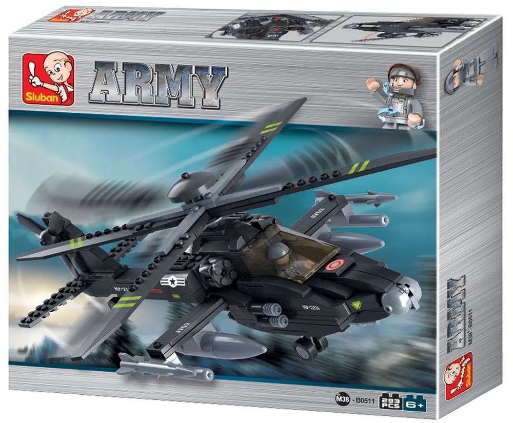 Sluban Army Attack Helicopter Building Brick Set Sluban