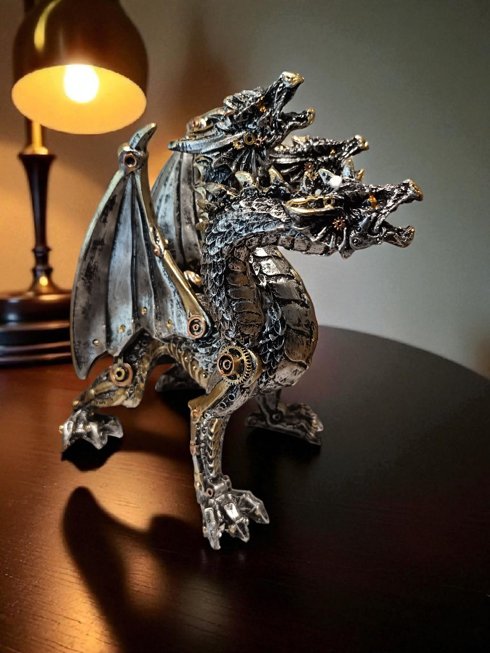 Steam Punk 3 headed Dragon Hydra Ornament