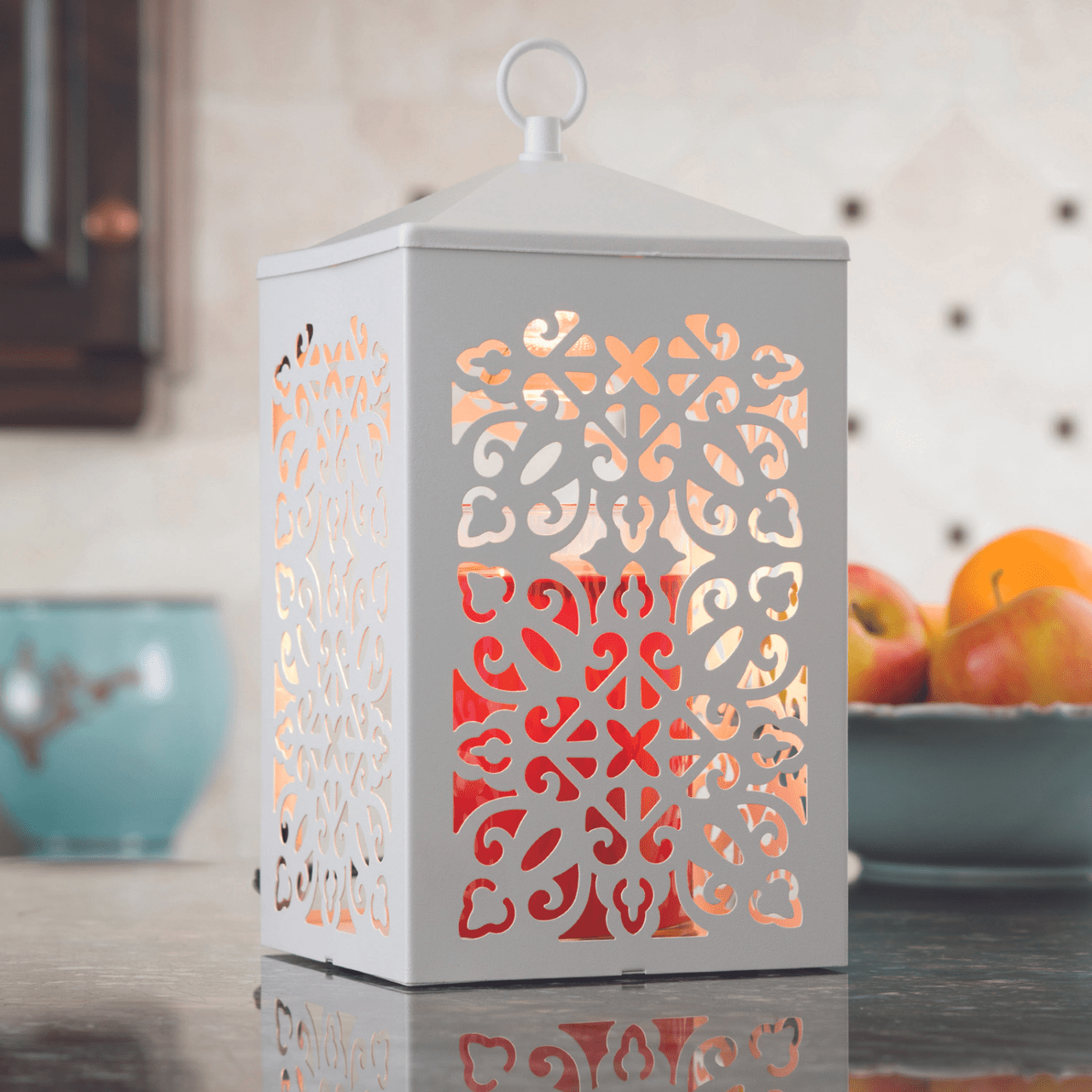 Scroll Decorative White Candle Warmer Lantern Scroll
