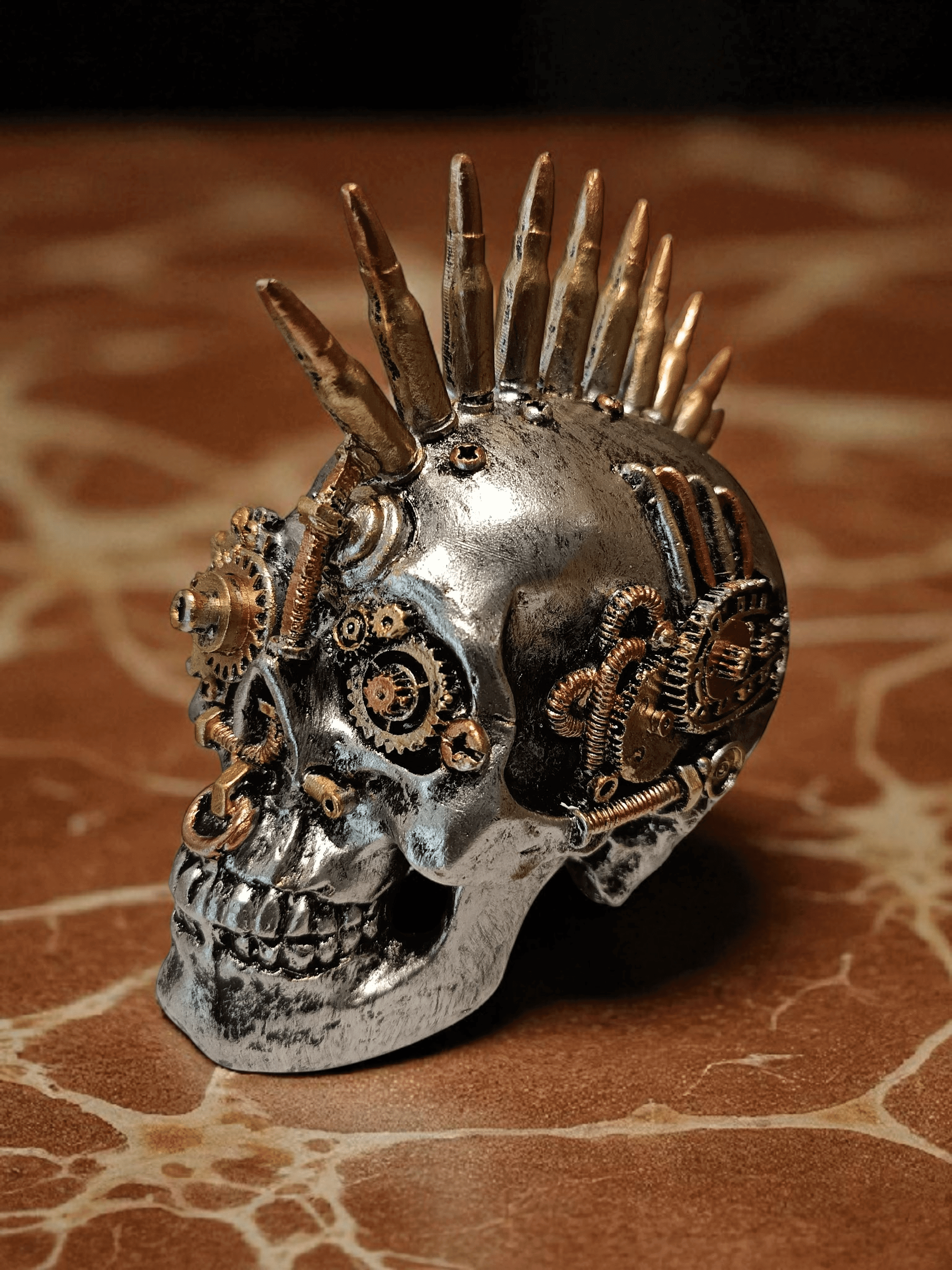 Steam Punk Skull With Mohawk Ornament Shudehill Giftware