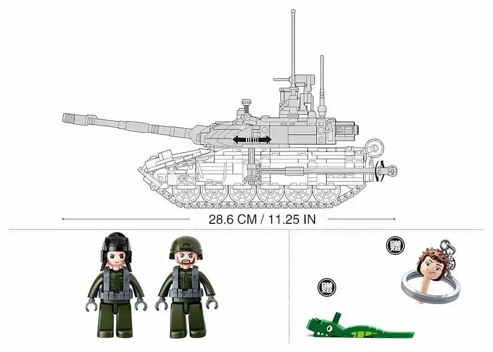 Sluban Model Bricks T90MS Battle Tank Building Brick Set Sluban