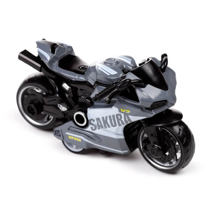 Pull Back Action Toy Motorbike Grey Puckator
