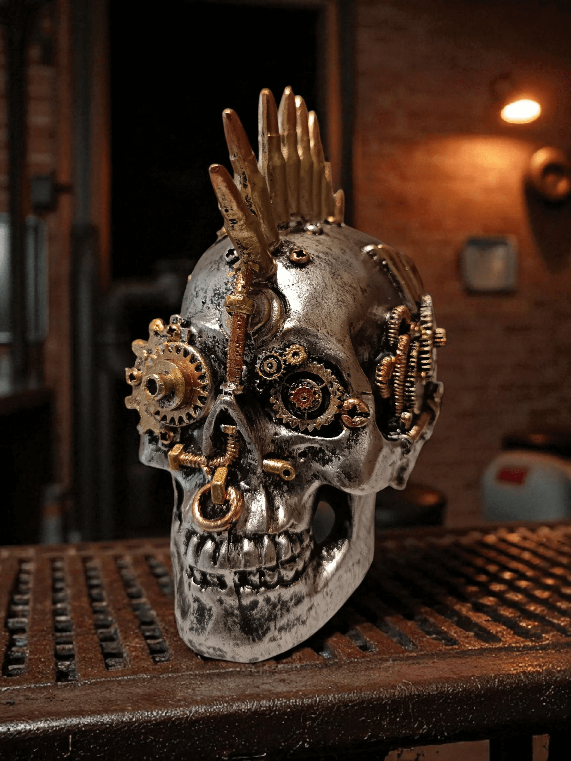 Steam Punk Skull With Mohawk Ornament Shudehill Giftware