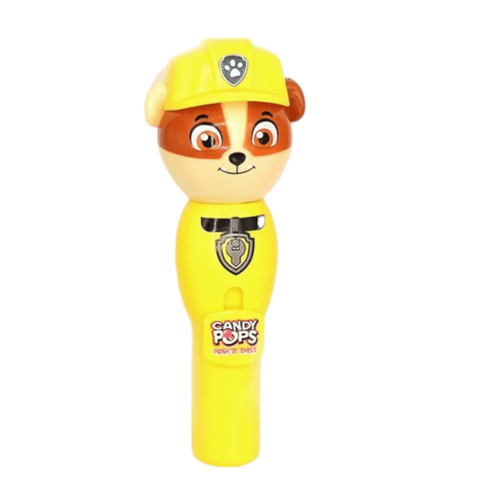 Paw Patrol - Push 'n' Twist Candy Pops - Strawberry Flavour Lollipops - Rubble Paw patrol
