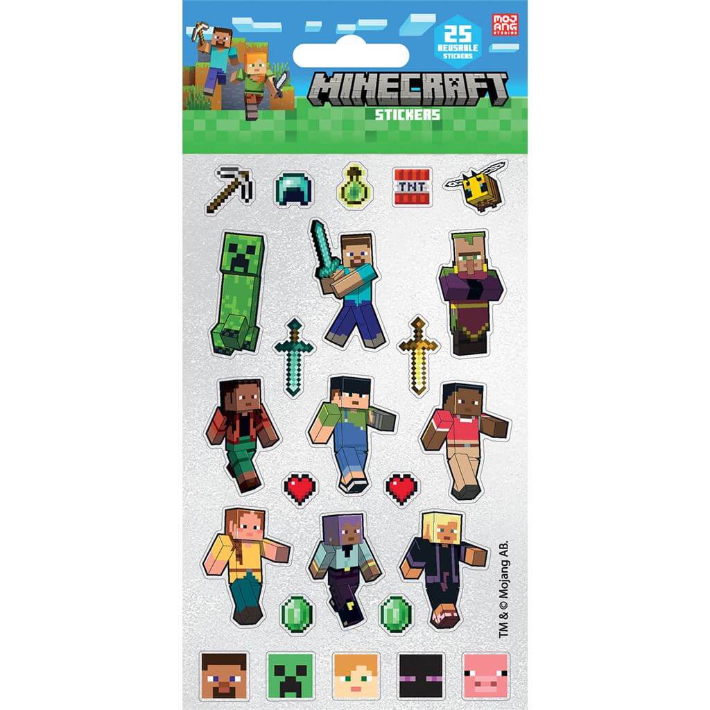 Minecraft 25pc Reusable Foil Stickers Pyramid International