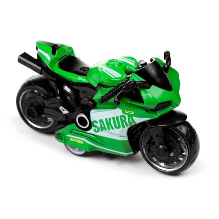 Pull Back Action Toy Motorbike Green Puckator