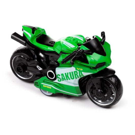 Pull Back Action Toy Motorbike Green - The Imagination Shop - Puckator 