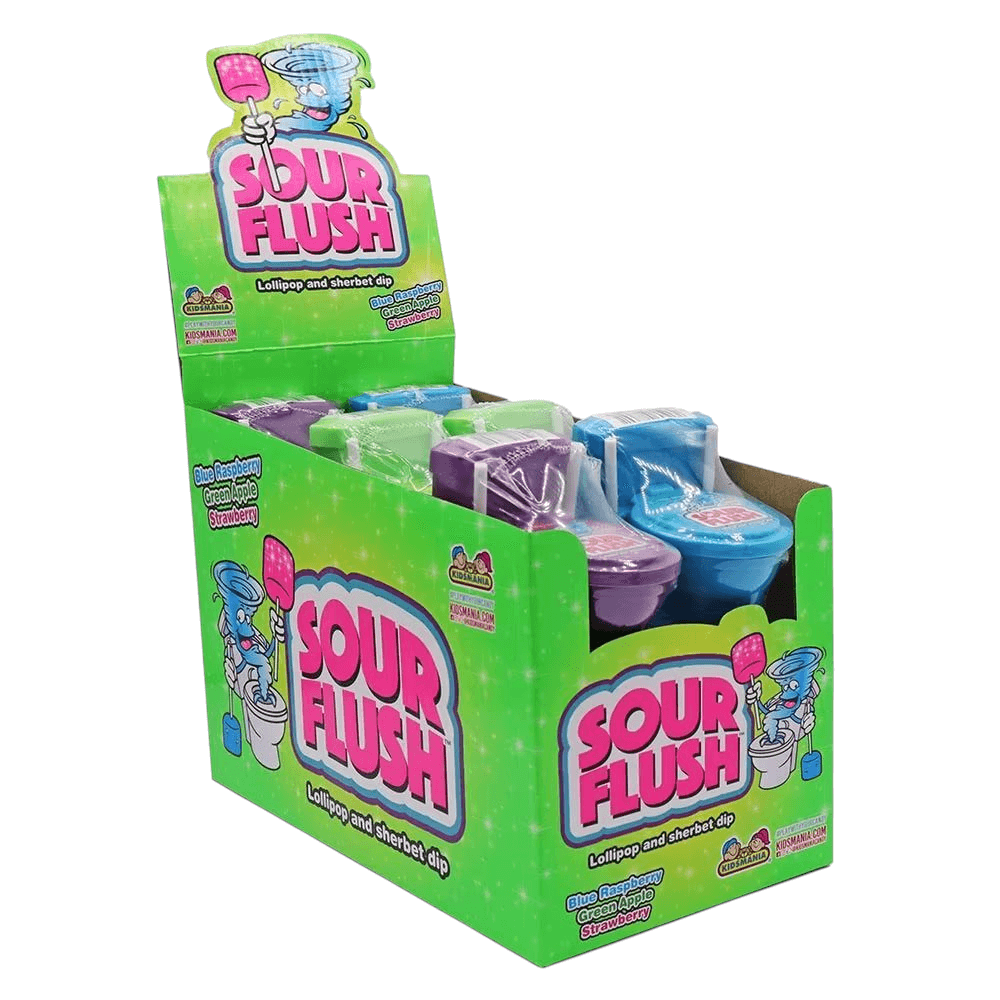 Sour Flush - Lollipop and Sherbet Dip - Green Apple Kidsmania