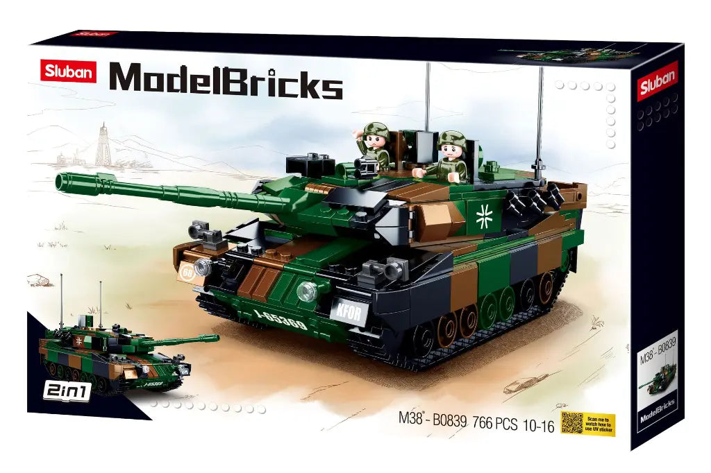 Sluban Model Bricks Leopard 2A5 Main Battle Tank 2 in 1 building brick set Sluban
