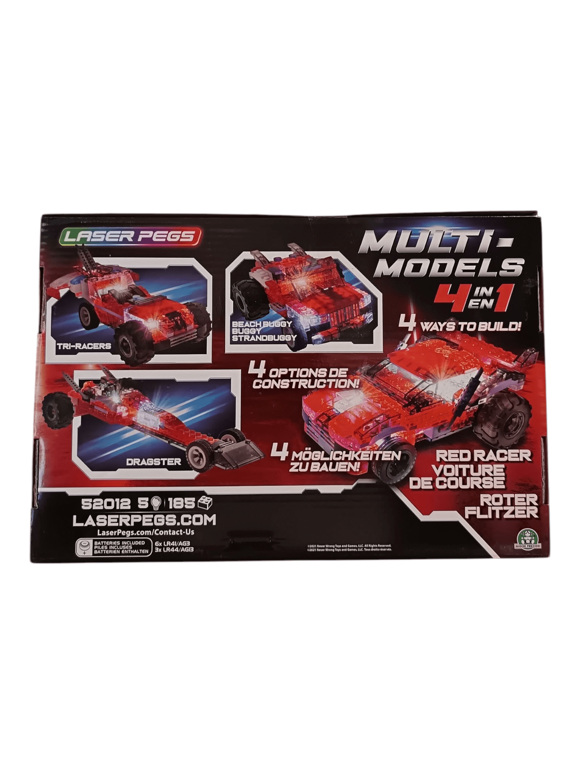 Laser Pegs - Multi-models 4 in 1 Red Racer Light up Brick Set Laser Pegs