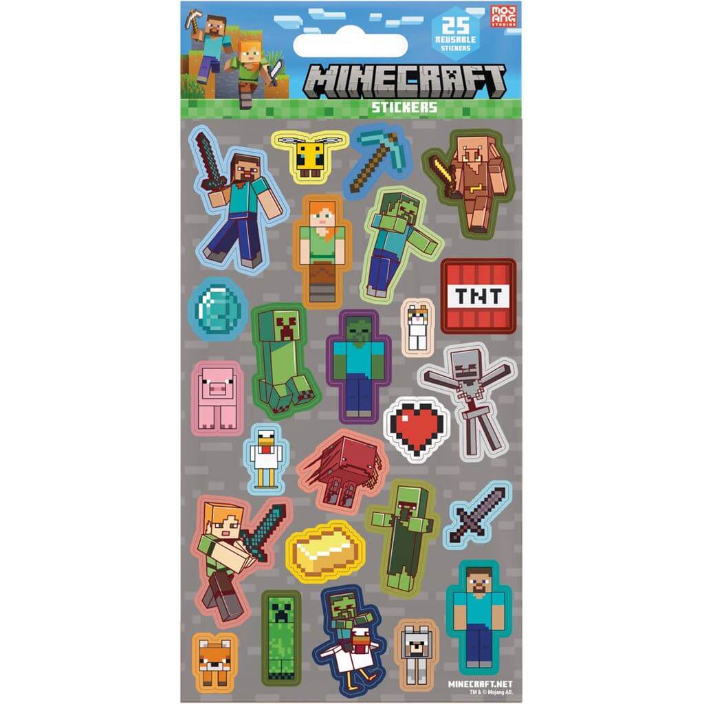 Minecraft 25pc Reusable Paper Stickers Pyramid International