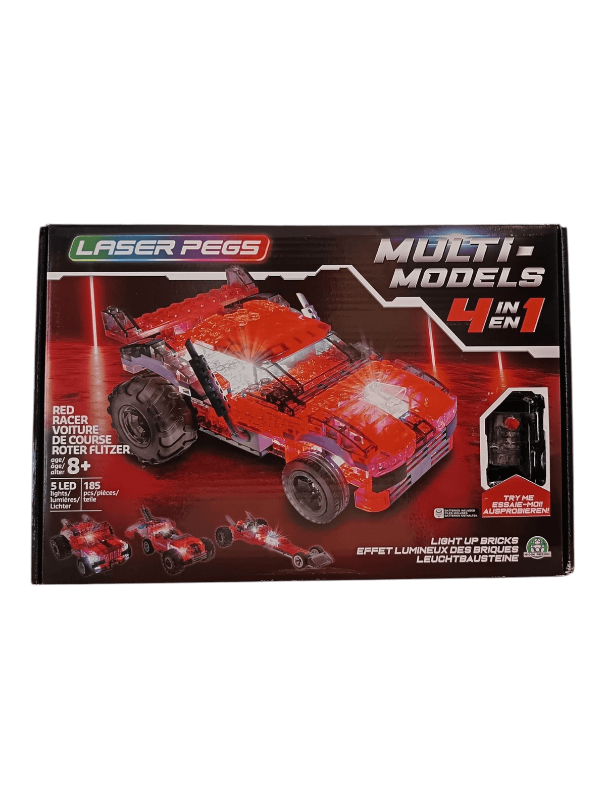 Laser Pegs - Multi-models 4 in 1 Red Racer Light up Brick Set Laser Pegs