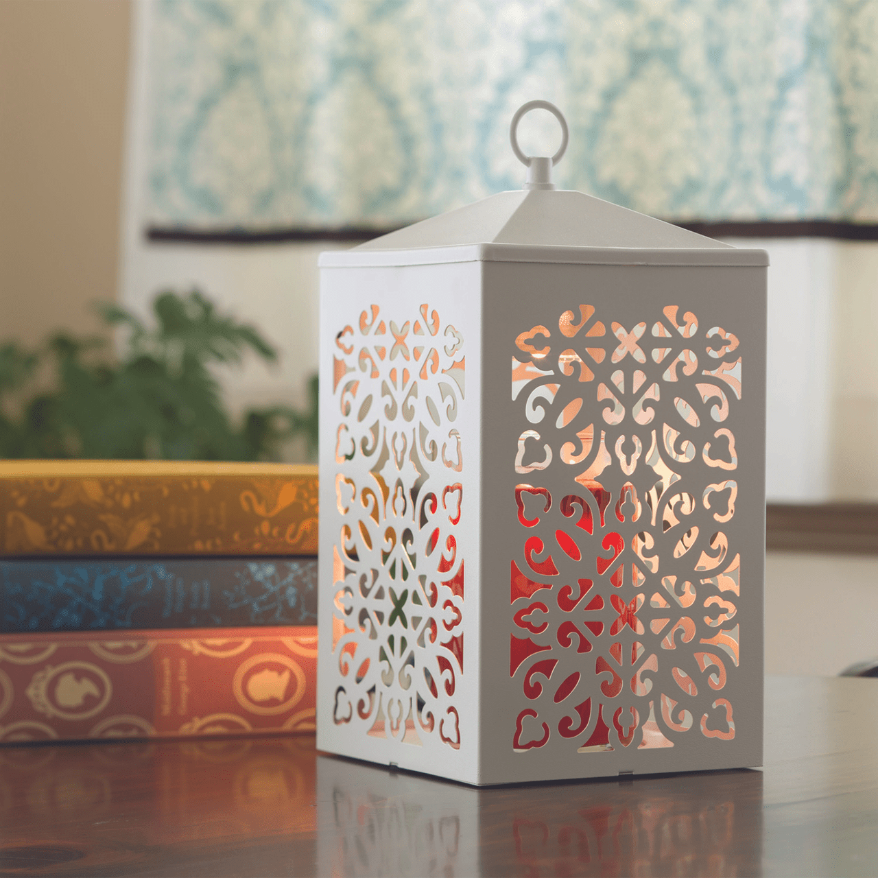 Scroll Decorative White Candle Warmer Lantern Scroll