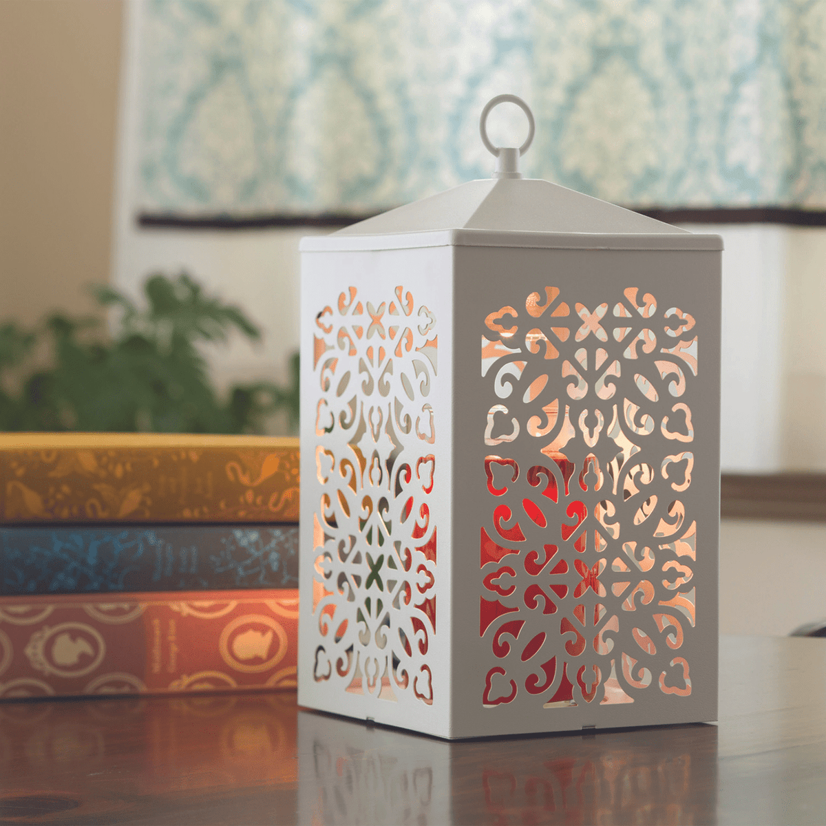 Scroll Decorative White Candle Warmer Lantern Scroll