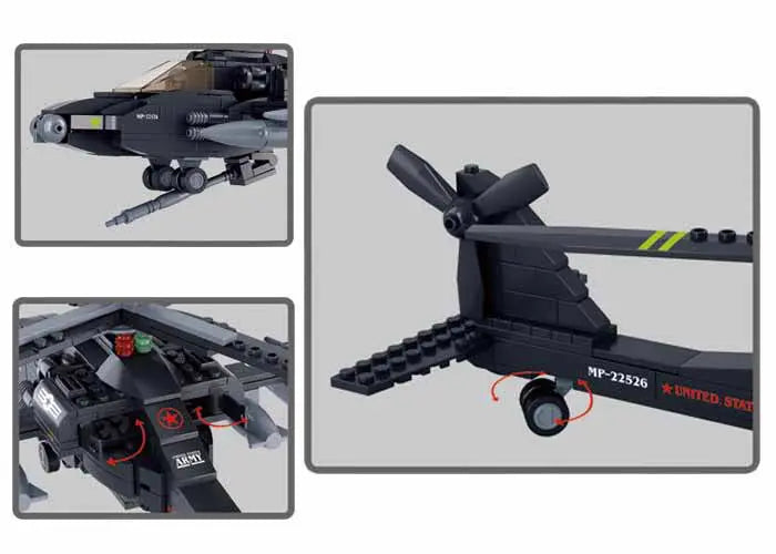 Sluban Army Attack Helicopter Building Brick Set Sluban
