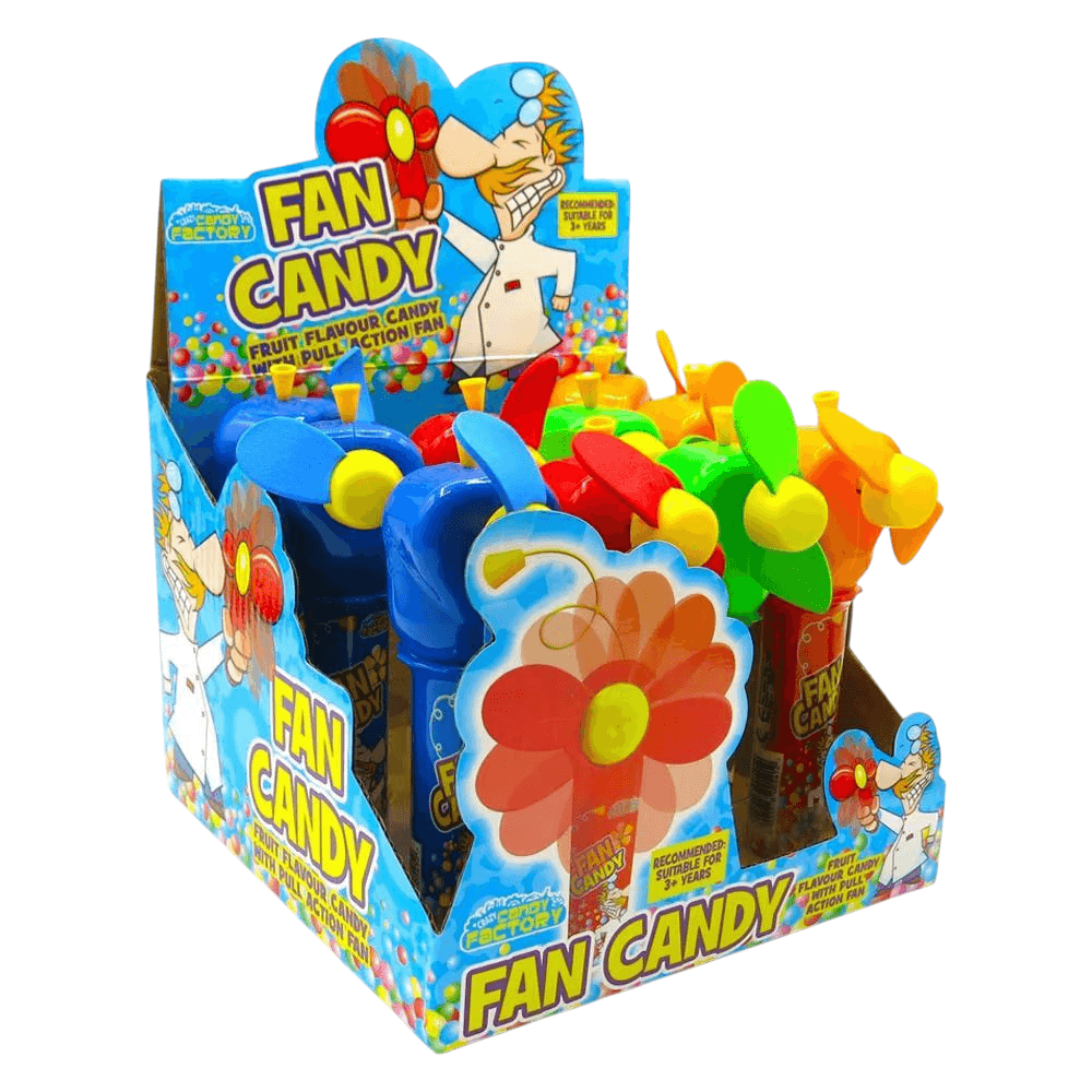 Crazy Candy Factory - Fan Candy - Fruit Flavour Candy 16g With Pull Action Fan - Orange Crazy Candy Factory