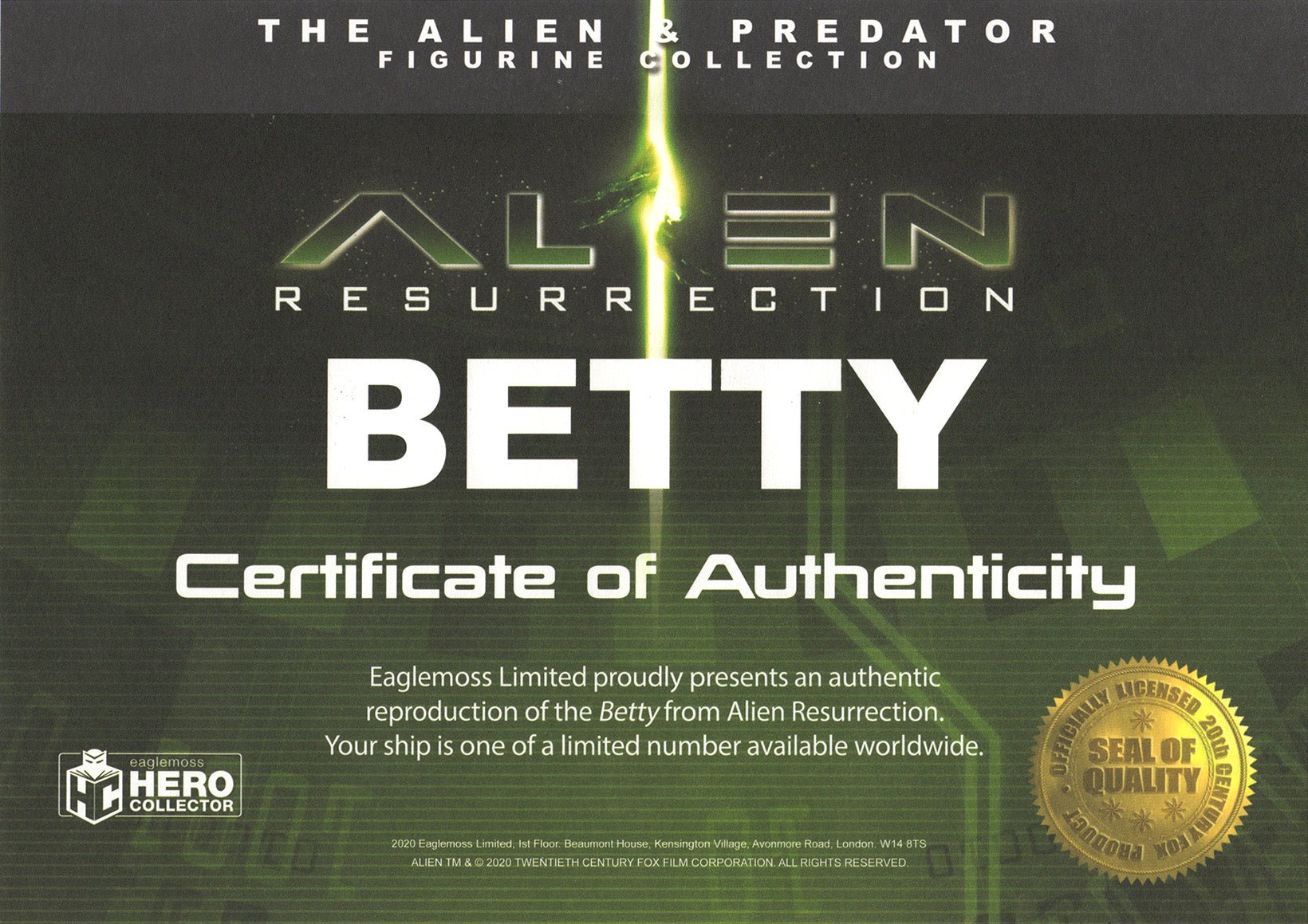 Betty XL EDITION (The Alien and Predator Figurine Collection / Eaglemoss) Real Merch