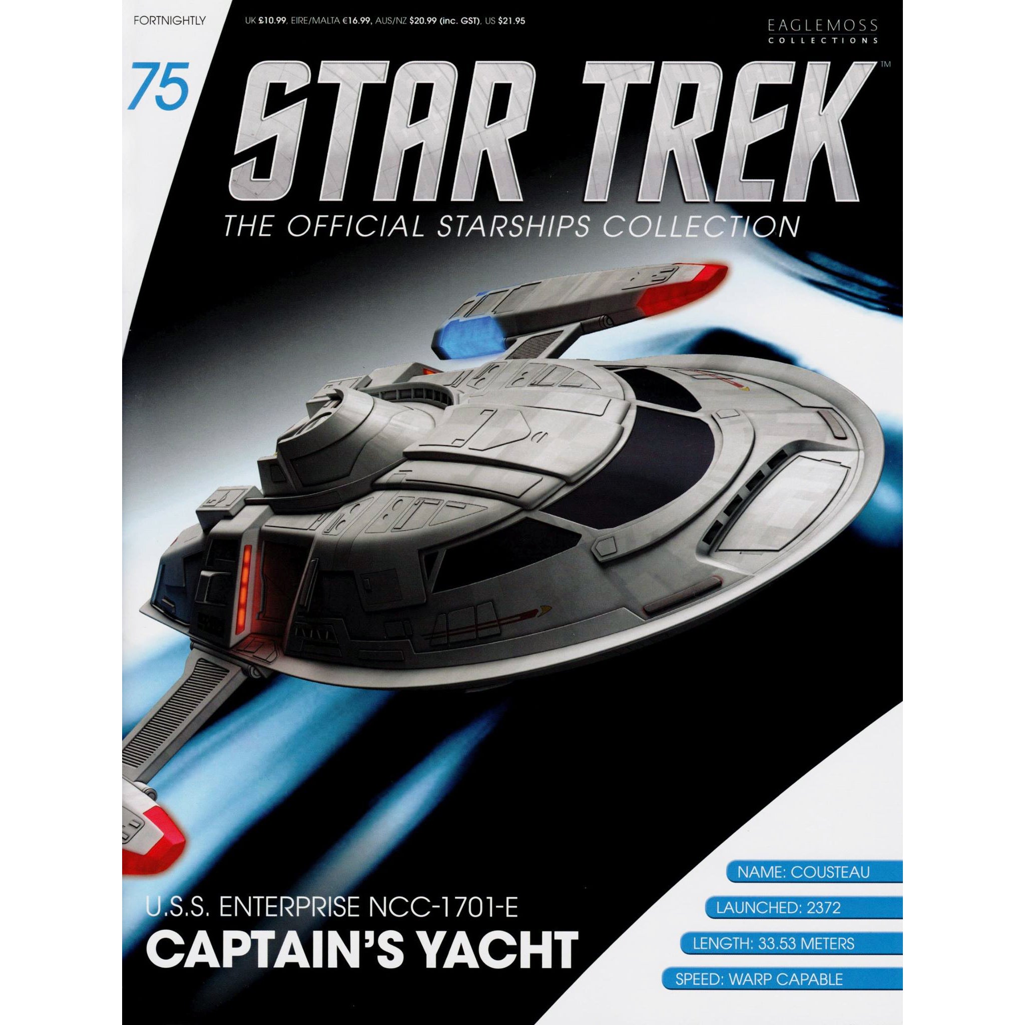 #75 U.S.S. Enterprise NCC-1701-E Captain's Yacht (Cousteau) Starship Model Die Cast Ship (Star Trek) Real Merch