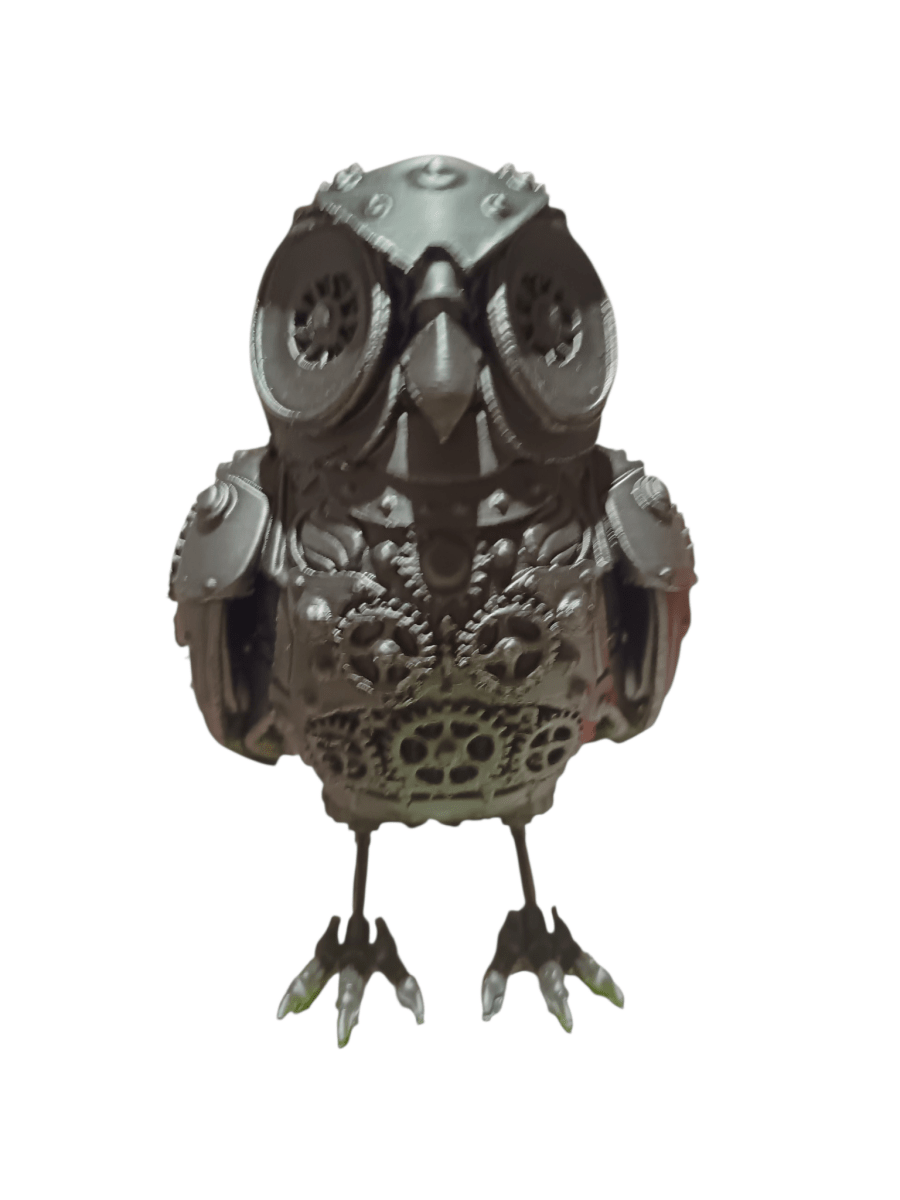 Steampunk Owl Shelf Decor Figurine Black PLA The Imagination Shop