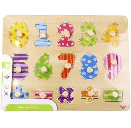 Tooky Toys Toddler Wooden Numbers and Maths Puzzle Board - The Imagination Shop