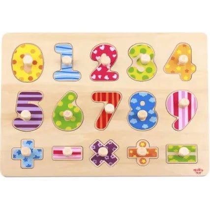 Tooky Toys Toddler Wooden Numbers and Maths Puzzle Board - The Imagination Shop