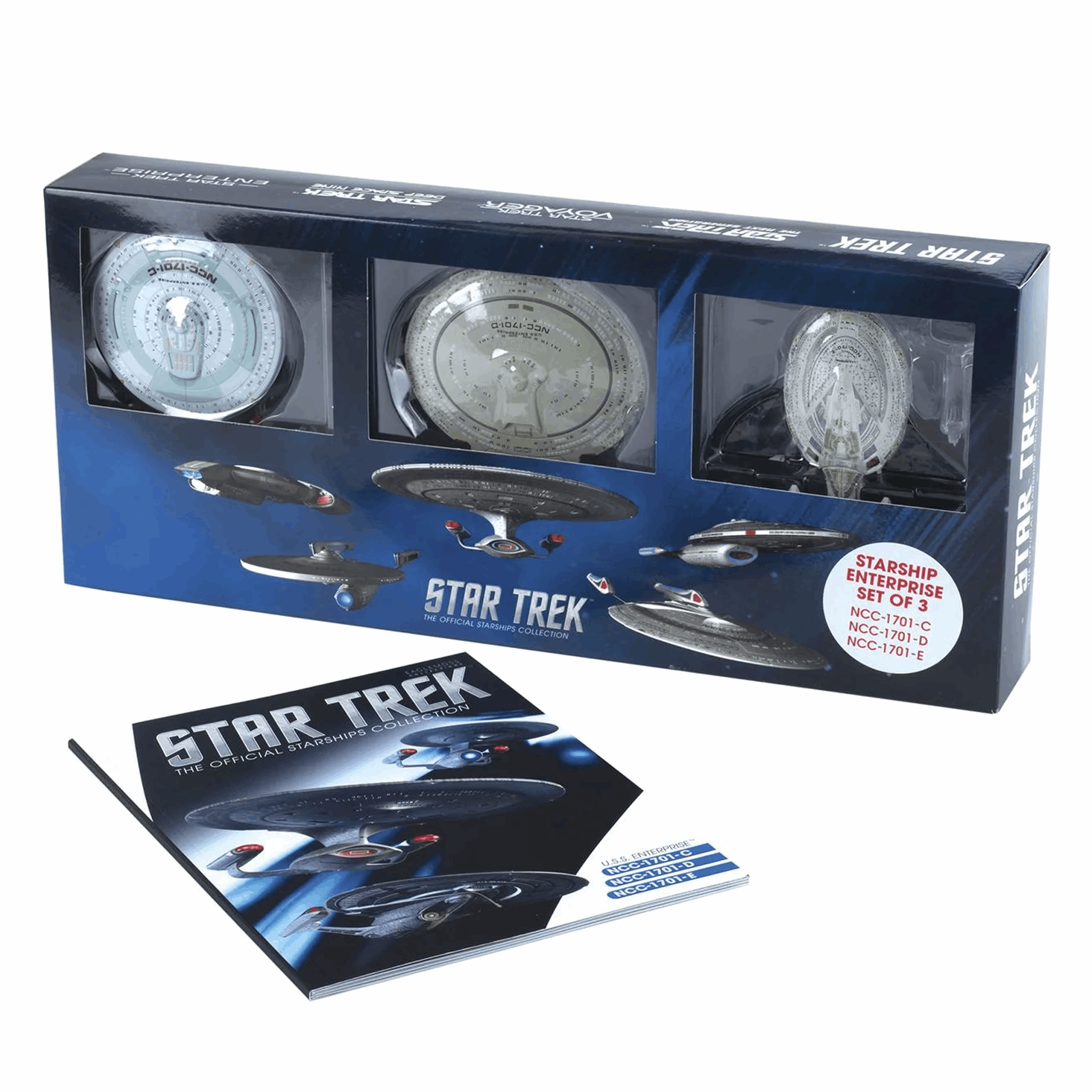 U.S.S. Enterprise Set of 3 - 1701-C, 1701-D, 1701-E Diecast Model Ships (Eaglemoss / Star Trek) Real Merch