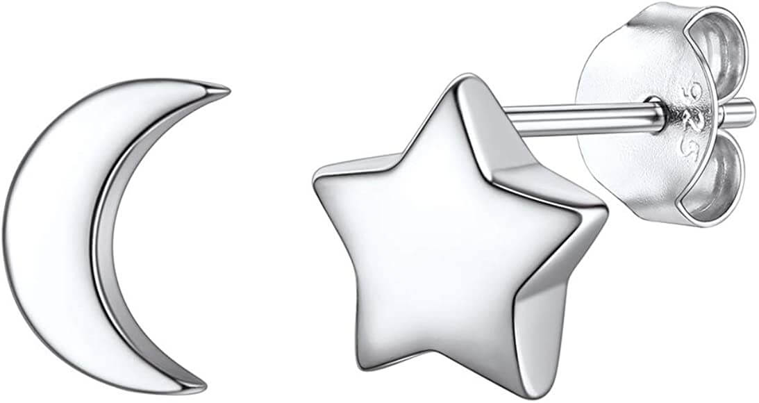 Silvora Jewellery - Silver Moon and Star ear stud earrings Silvora