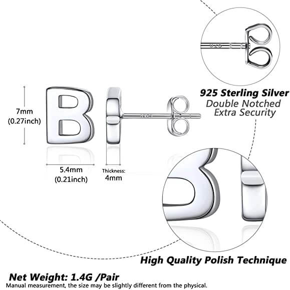 Silvora Jewellery - Letter B studs Silvora