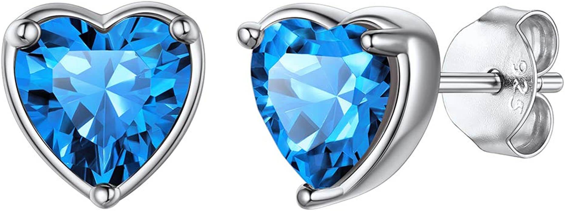 Silvora Jewellery Birthstone Heart Stud Earrings Silvora