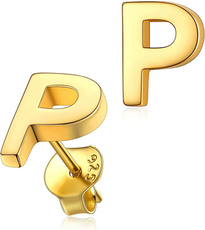 Silvora Jewellery - letter P stud earrings Silvora