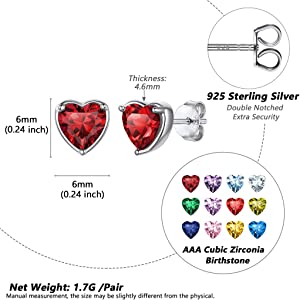 Silvora Jewellery - Birthstone heart stud earrings Silvora